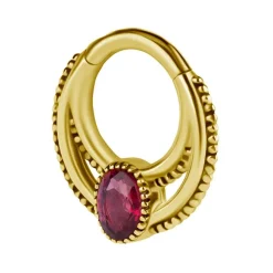 Kolczyk kółko clicker - złoto 18K z szafirem - GD18K-029