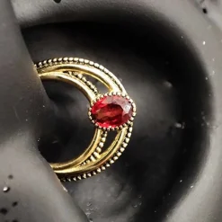 Kolczyk kółko clicker - złoto 18K z szafirem - GD18K-029