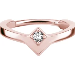 Kolczyk kółko clicker ozdobny różowe złoto - Premium Zirconia - K-016