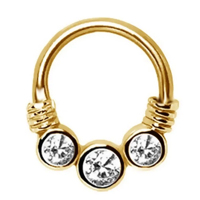 Kolczyk kółko clicker ozdobny złoty - K-037