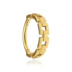 Kolczyk kółko clicker ozdobny - złoty - K-057