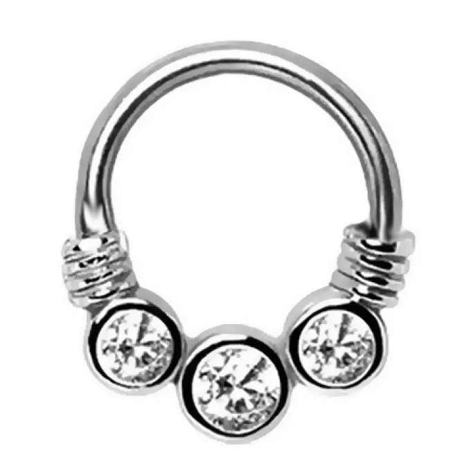 Kolczyk kółko clicker ozdobny srebrny - K-037