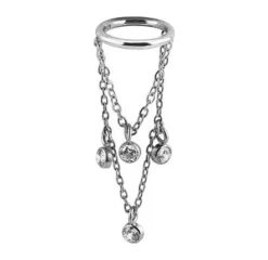 Kolczyk kółko clicker ozdobny - łańcuszek - K-022