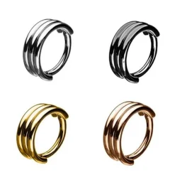 Kolczyk kółko clicker ozdobny czarny - K-007