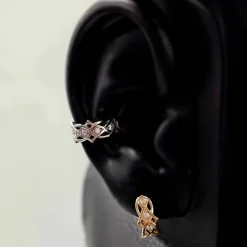 Kolczyk kółko clicker ozdobny z białymi cyrkoniami - CoCr NF - złoty - K-068