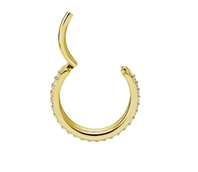 Kolczyk kółko clicker ozdobny - Premium Zirconia - złoty - K-017