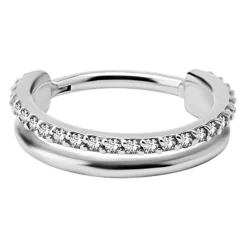 Kolczyk kółko clicker ozdobny - Premium Zirconia - srebrny - K-017