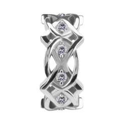 Kolczyk kółko clicker ozdobny z białymi cyrkoniami - CoCr NF - srebrny - K-068