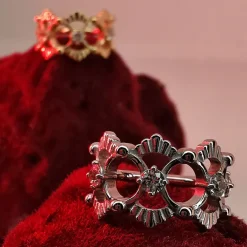 Kolczyk kółko clicker ozdobny z białymi cyrkoniami - CoCr NF - srebrny - K-069