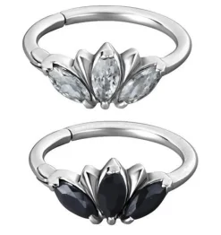 Kolczyk kółko clicker ozdobny biały - K-011