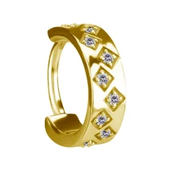 Kolczyk kółko clicker ozdobny z białymi cyrkoniami - CoCr NF - złoty - K-070