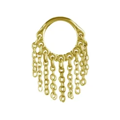 Kolczyk kółko clicker z łańcuszkami - złoty - K-026
