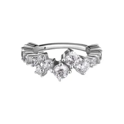 Kolczyk kółko clicker z białymi cyrkoniami - CoCr NF - srebrny - K-066