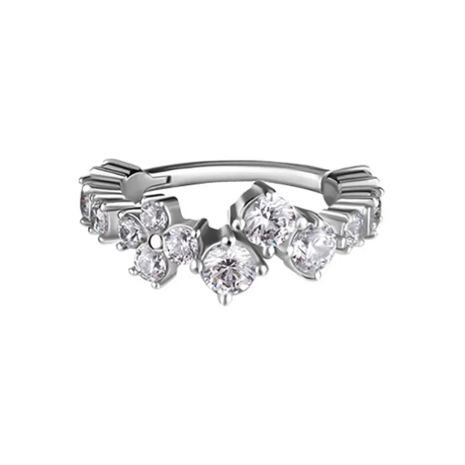 Kolczyk kółko clicker z białymi cyrkoniami - CoCr NF - srebrny - K-066