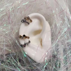 Kolczyk kółko clicker z białymi cyrkoniami - CoCr NF - srebrny - K-066