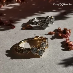 Kolczyk kółko clicker z białymi cyrkoniami - CoCr NF - srebrny - K-066