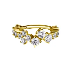 Kolczyk kółko clicker z białymi cyrkoniami - CoCr NF - złoty - K-066