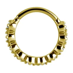 Kolczyk kółko clicker z czarnymi cyrkoniami - złoty - K-006