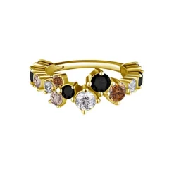 Kolczyk kółko clicker z kolorowymi cyrkoniami - CoCr NF - złoty - K-066