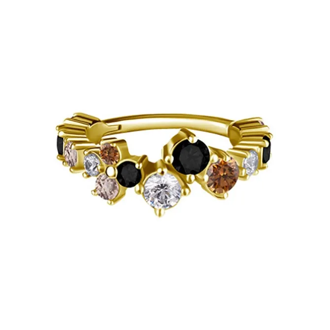 Kolczyk kółko clicker z kolorowymi cyrkoniami - CoCr NF - złoty - K-066