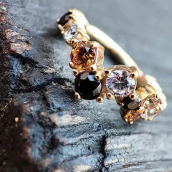 Kolczyk kółko clicker z kolorowymi cyrkoniami - CoCr NF - złoty - K-066