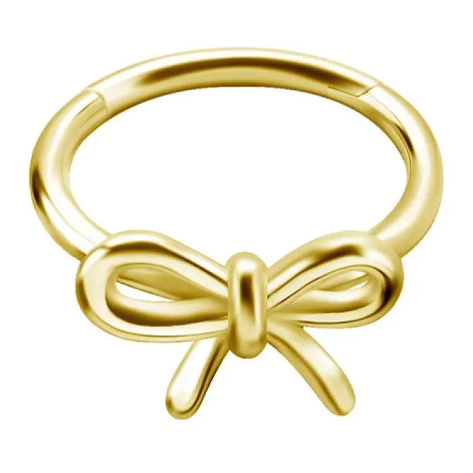 Kolczyk kółko clicker złota kokardka - CoCr NF - K-005