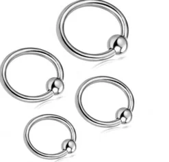 Kolczyk kółko z kulką - srebrny - K-004