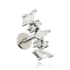 Kolczyk labret cluster z białymi cyrkoniami - srebrny - LGW-057