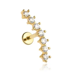 Kolczyk labret cluster z białymi cyrkoniami - złoty - LGW-050