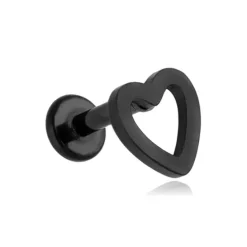 Kolczyk labret czarne serce - LGW-042