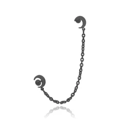 Kolczyk labret księżyce z łańcuszkiem - czarny - LGW-044/3