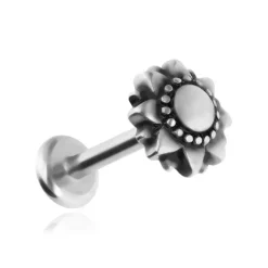 Kolczyk labret kwiat - srebrny - LGW-048