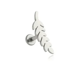 Kolczyk labret srebrny listek - prawy - LGW-039