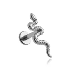 Kolczyk labret srebrny wąż - LGW-041