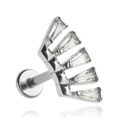 Kolczyk labret z cyrkoniami - srebrny - LGW-045