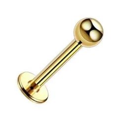 Kolczyk labret z gwintem wewnętrznym - złoty - LGW-047