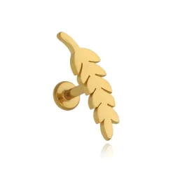 Kolczyk labret złoty listek - lewy - LGW-039