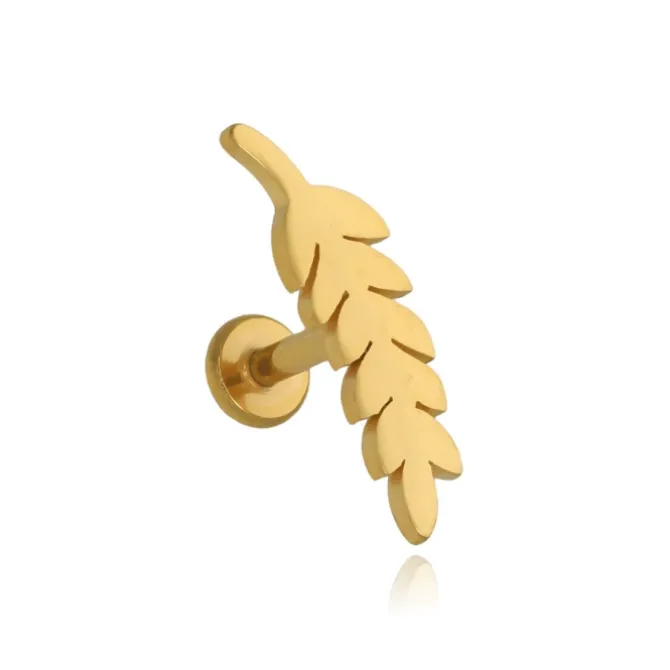 Kolczyk labret złoty listek - lewy - LGW-039