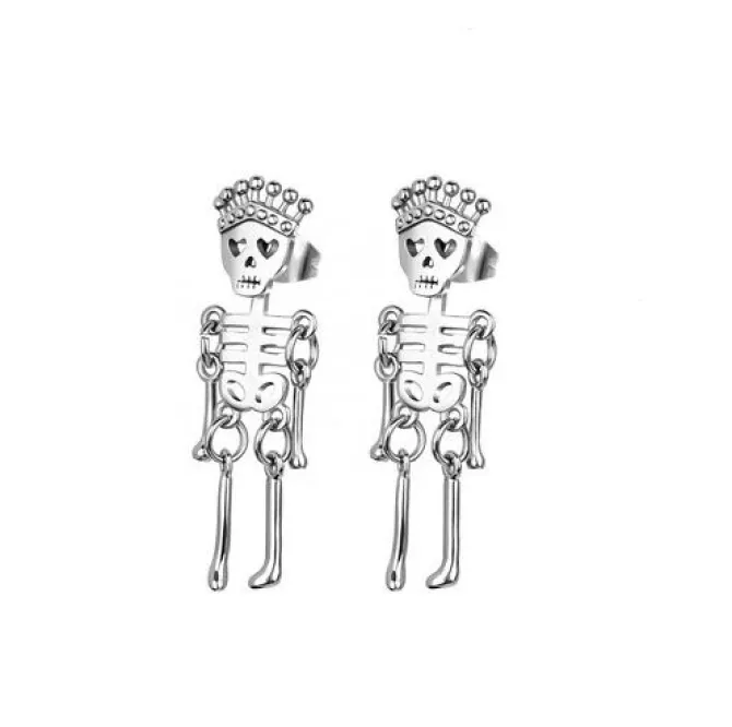 Kolczyki - srebrne urocze szkielety - czaszki - KU-005