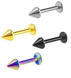 Labret klasyczny stożek srebrny - L-005