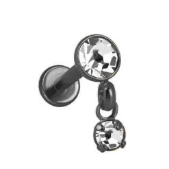 Labret czarny ozdobny z cyrkonią - LGW-017