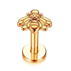 Labret pszczoła - różowe złoto - LGW-029