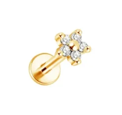 Labret różowe złoto kwiat - LGW-011