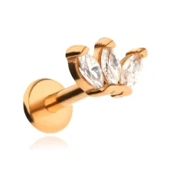 Labret różowe złoto z białymii cyrkoniami - LGW-014
