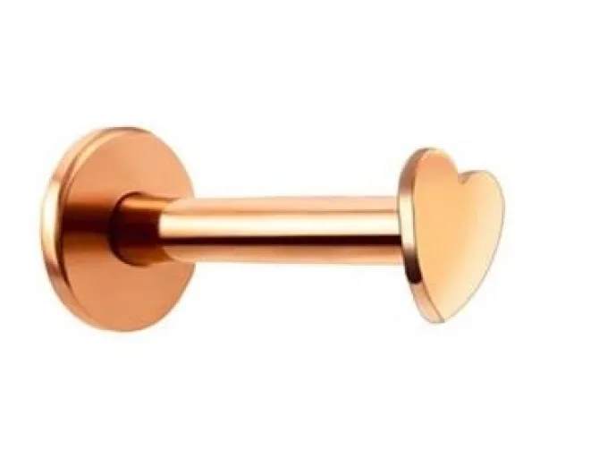 Labret serce różowe złoto - LGW-002