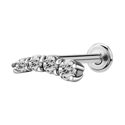 Labret srebrny cluster z białymi Premium Zirconia - prawy - LGW-028