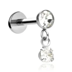 Labret srebrny ozdobny z cyrkonią - LGW-017