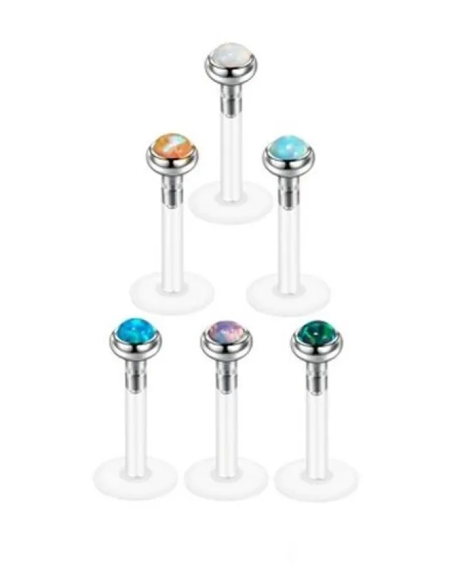 Labret z BioFlexu push in z pomarańczowym opalem - LPI-001