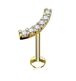 Labret z cyrkoniami cluster złoty - LGW-009