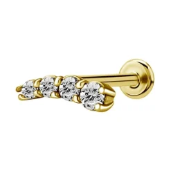 Labret złoty cluster z białymi Premium Zirconia - prawy - LGW-028